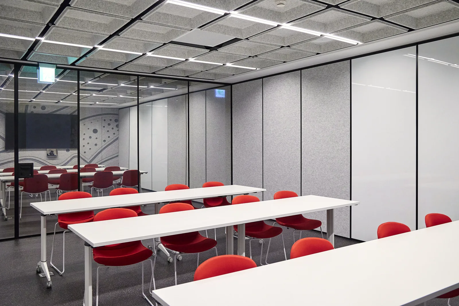 Side view of the training space enclosed by IWC movable walls