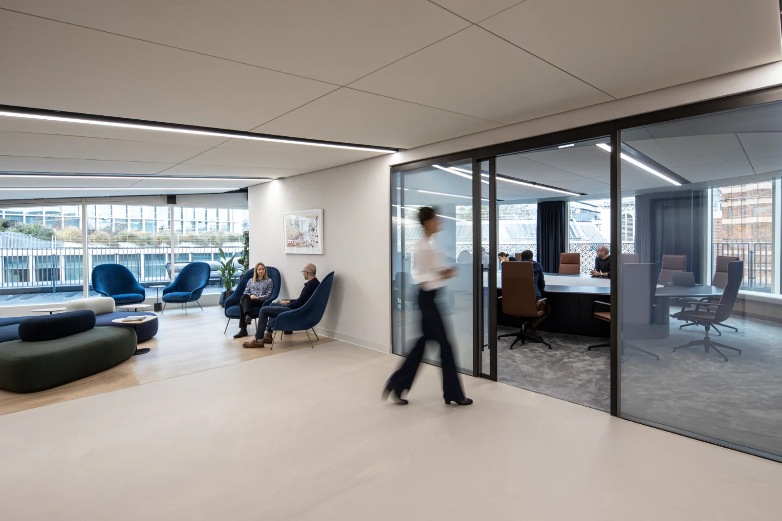 Optima Elite Aero pocket sliding door retracting into a Revolution 100 partition